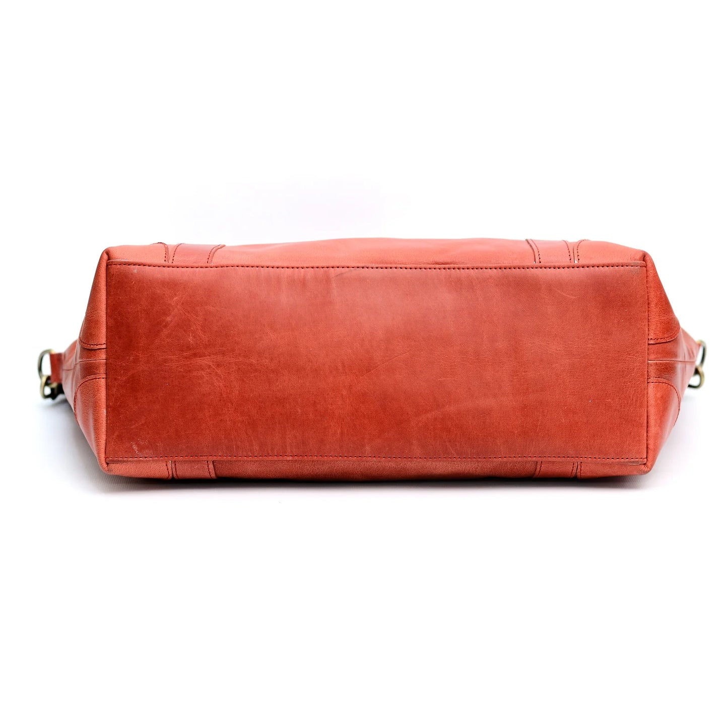 Genuine Leather Two Tone Tote Bag Tan