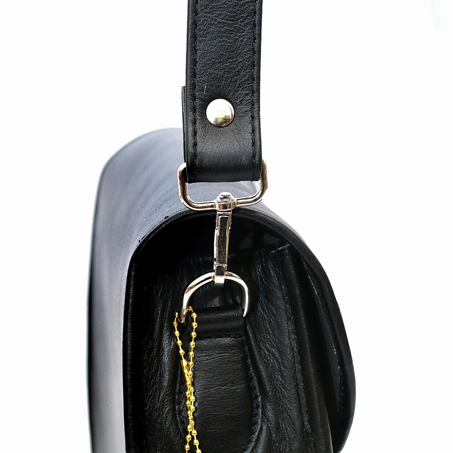 Genuine Leather Saddle Bag Black