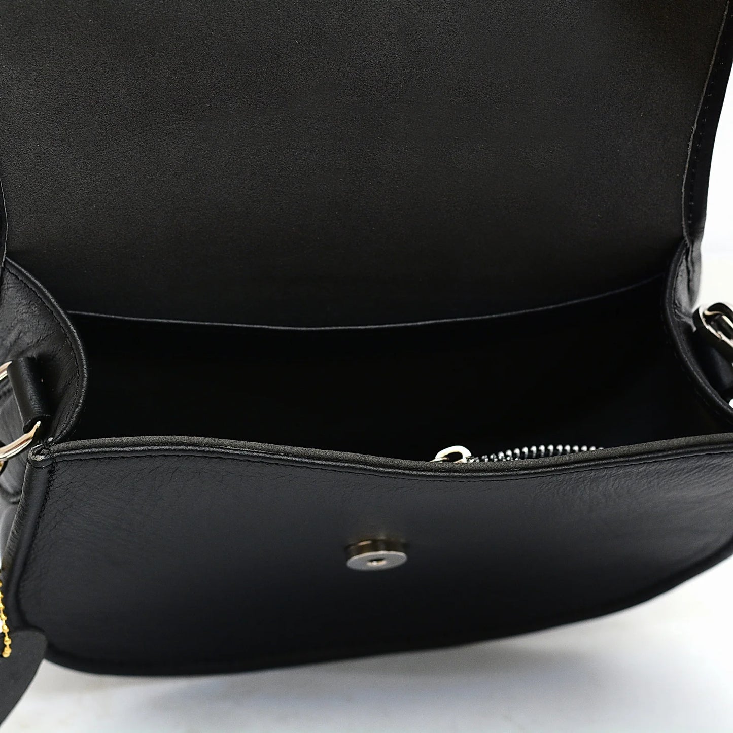 Genuine Leather Saddle Bag Black