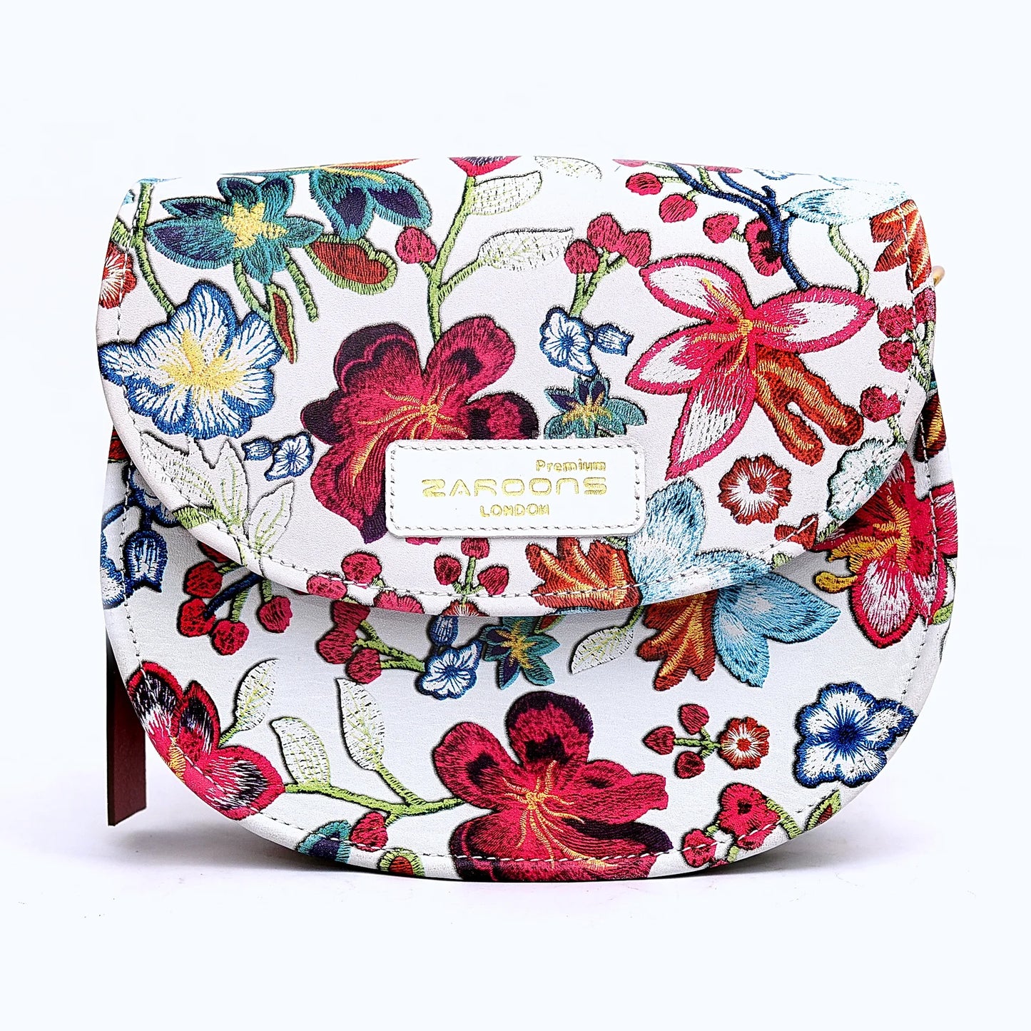 Genuine Leather Saddle Bag Floral