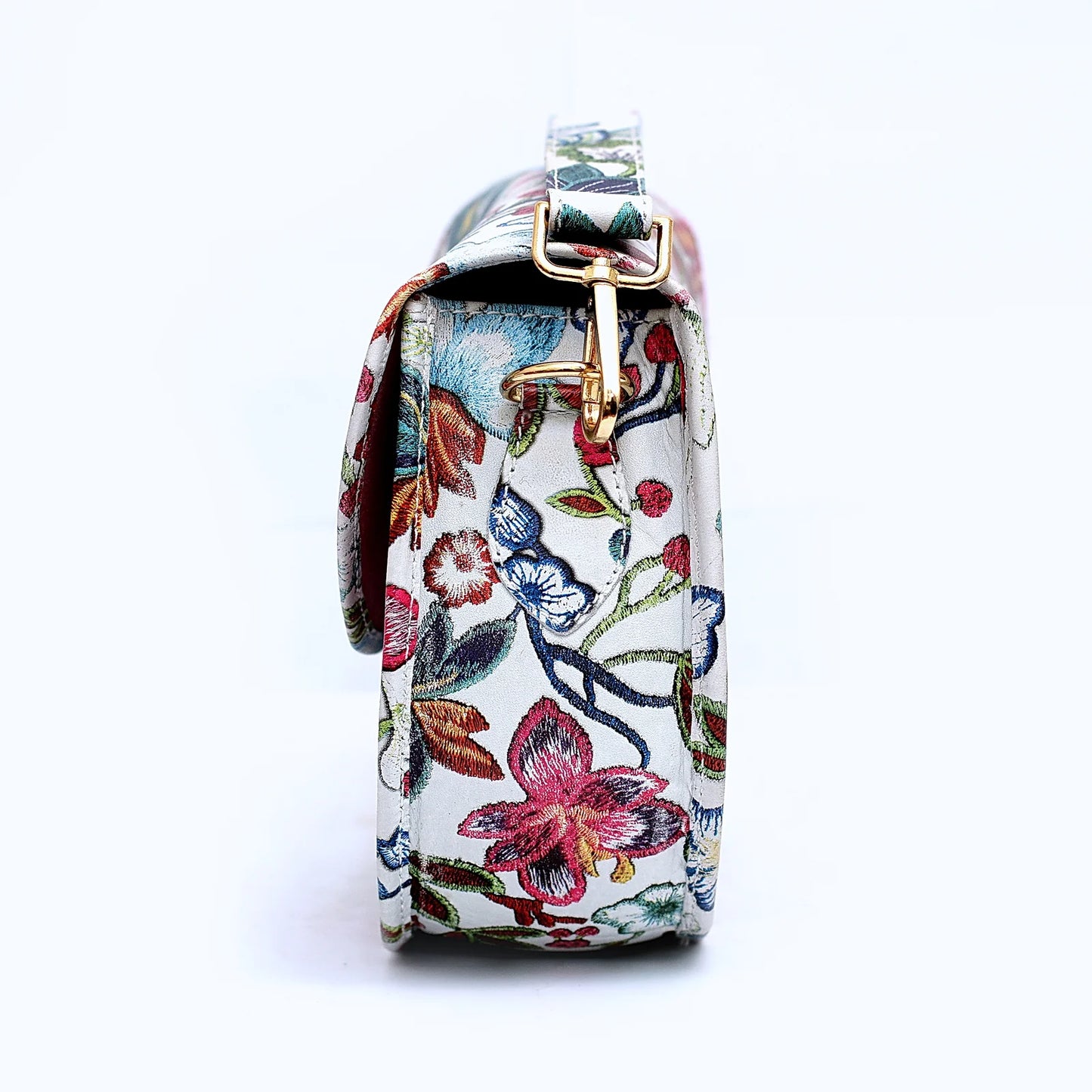 Genuine Leather Saddle Bag Floral
