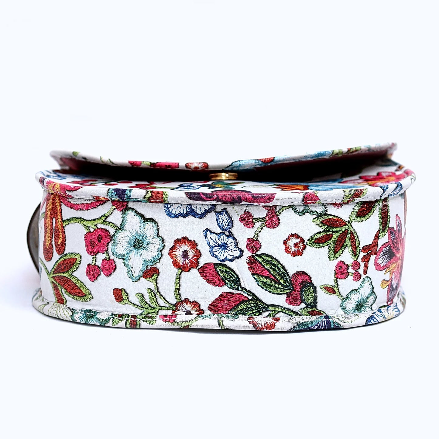 Genuine Leather Saddle Bag Floral