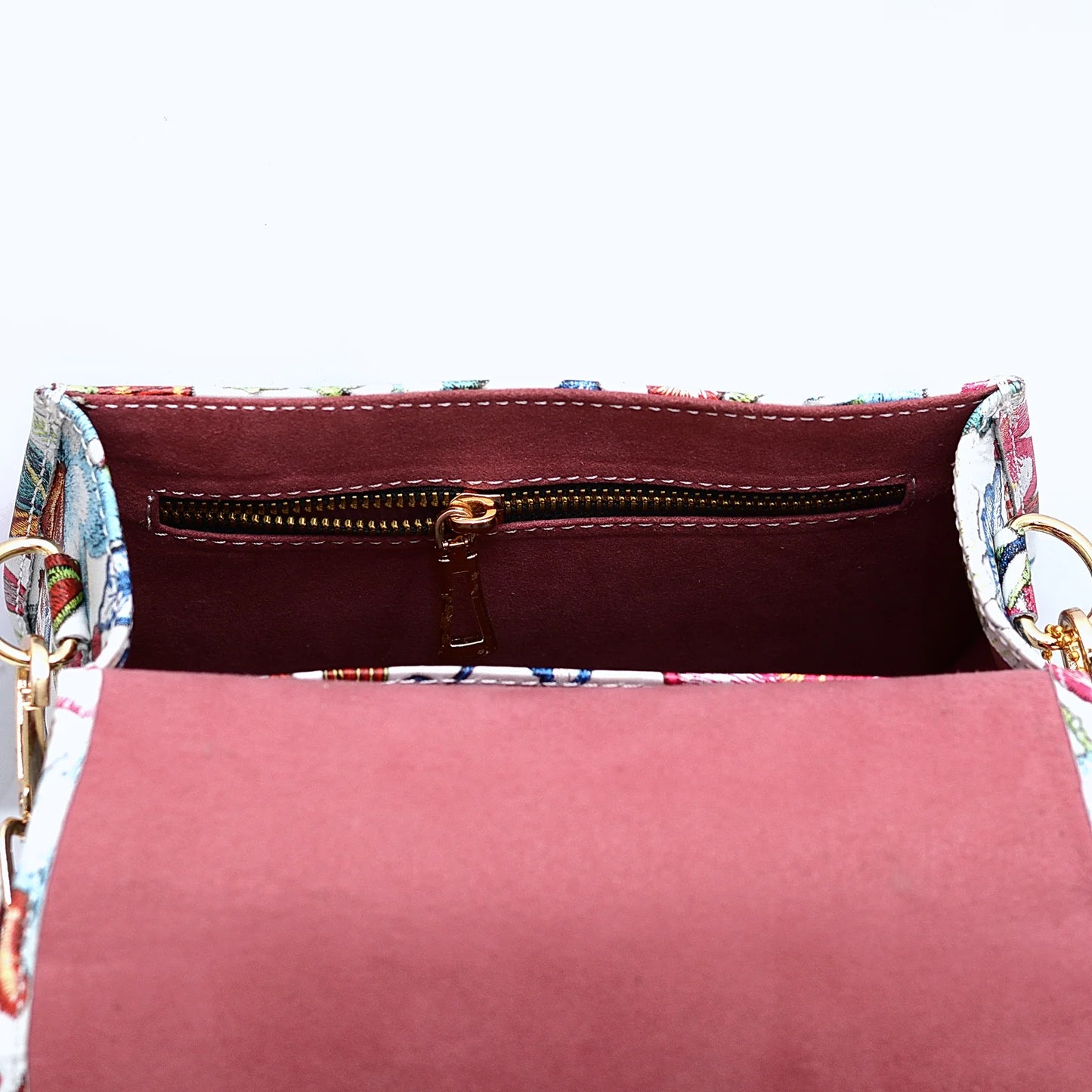 Genuine Leather Saddle Bag Floral
