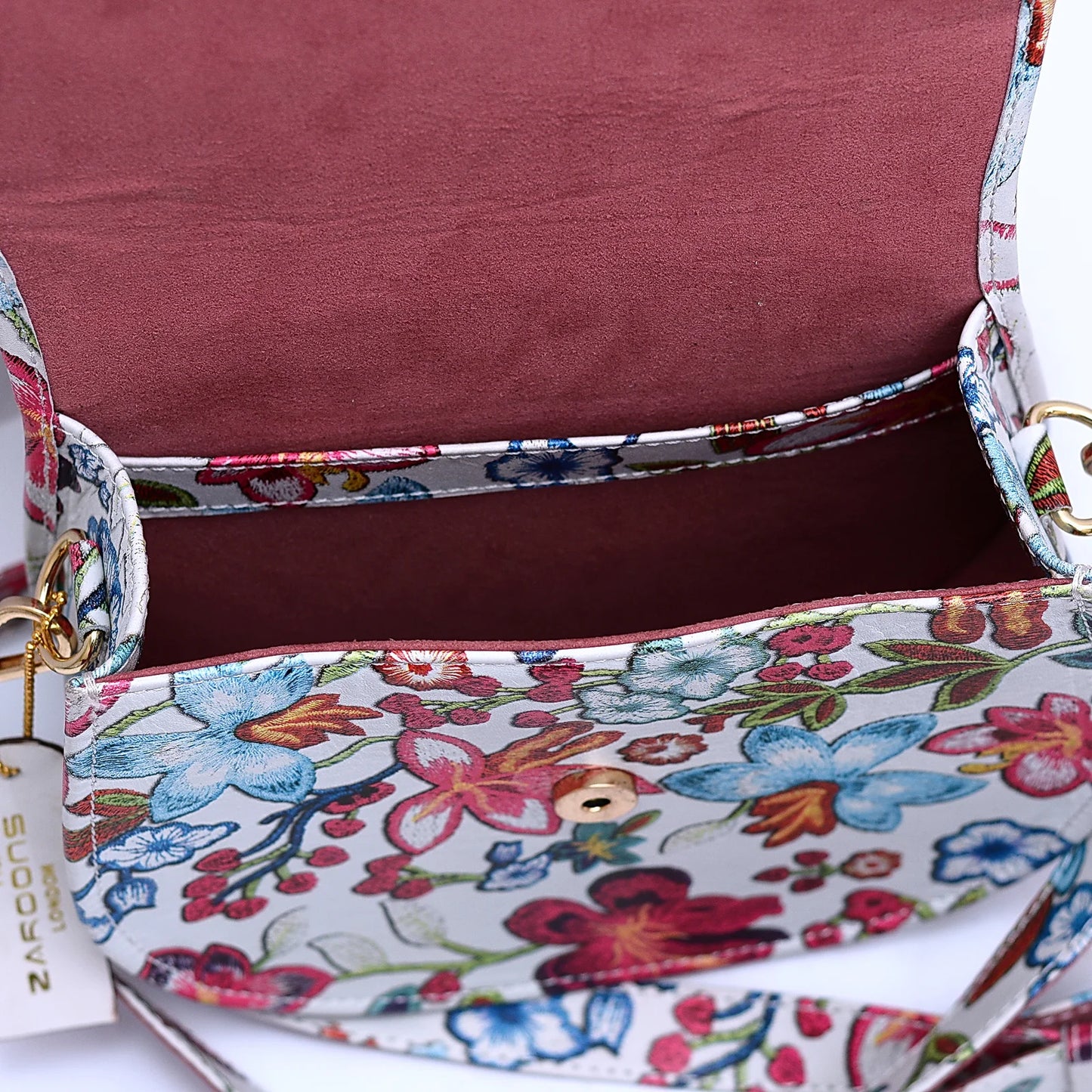 Genuine Leather Saddle Bag Floral