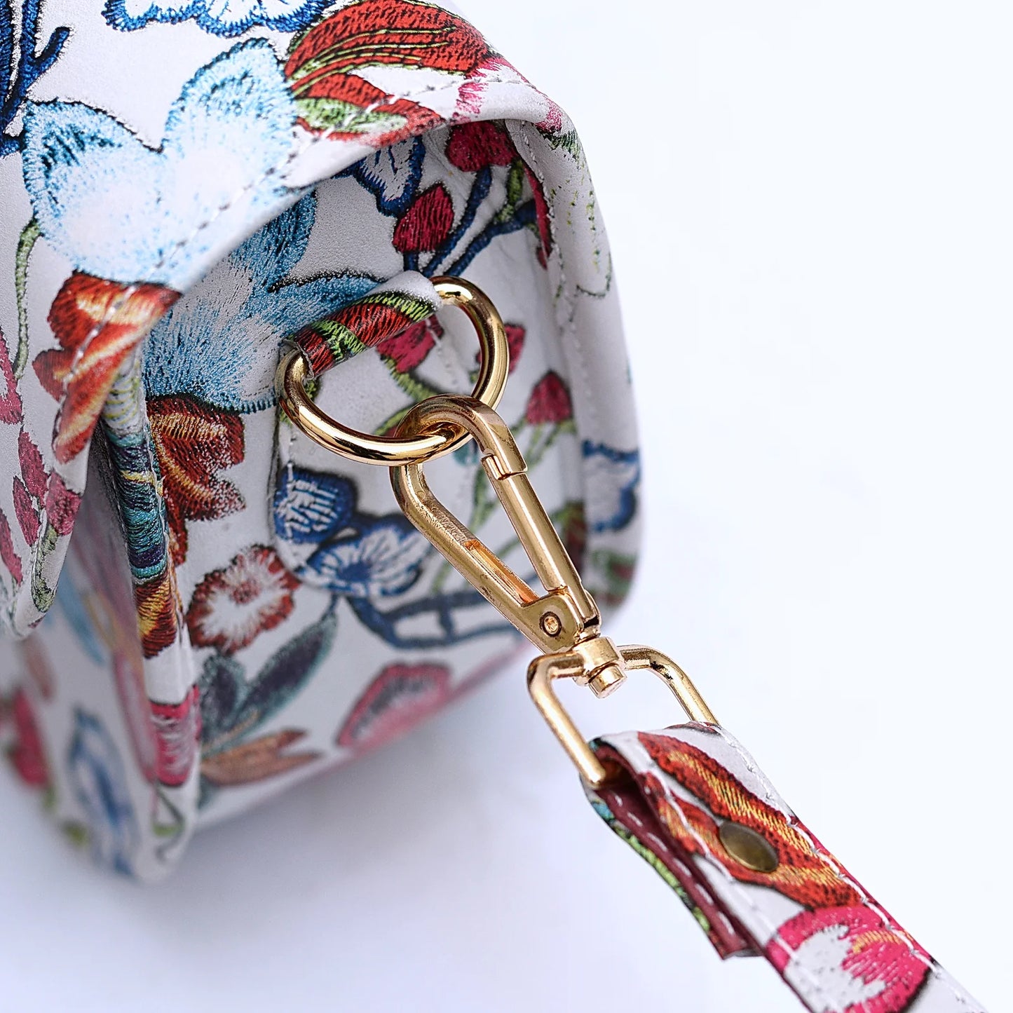 Genuine Leather Saddle Bag Floral