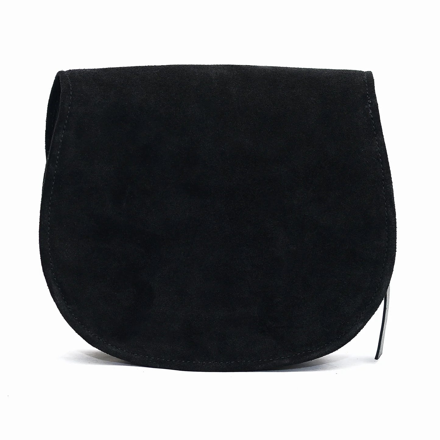 Genuine Leather Saddle Bag Black Suede