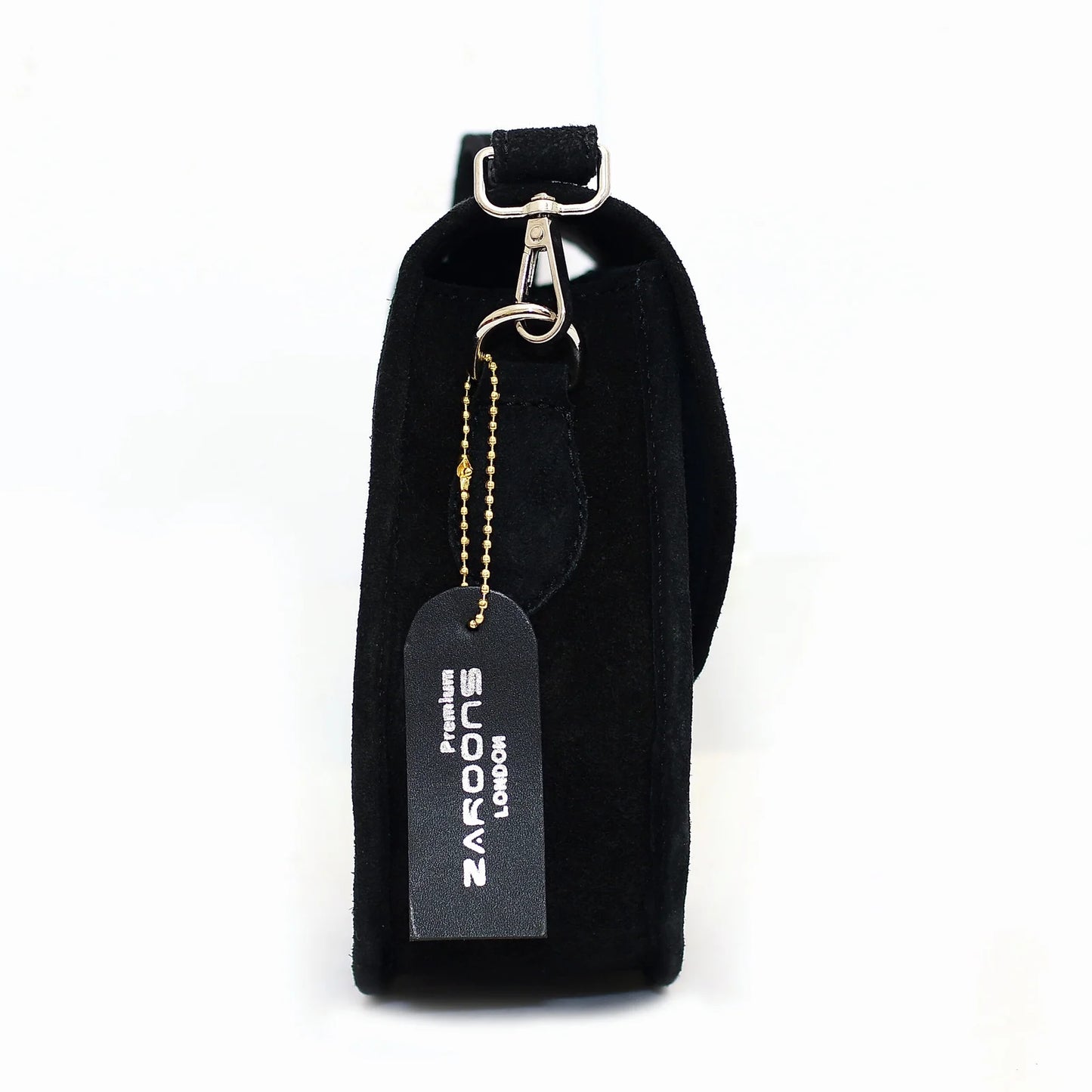 Genuine Leather Saddle Bag Black Suede