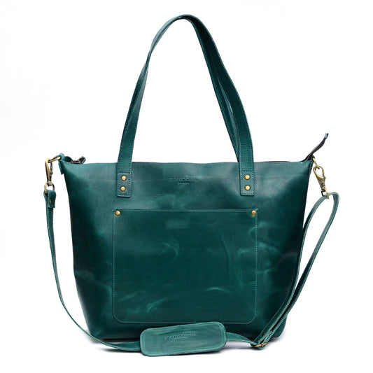 Genuine Leather Classic Tote Bag Zinc