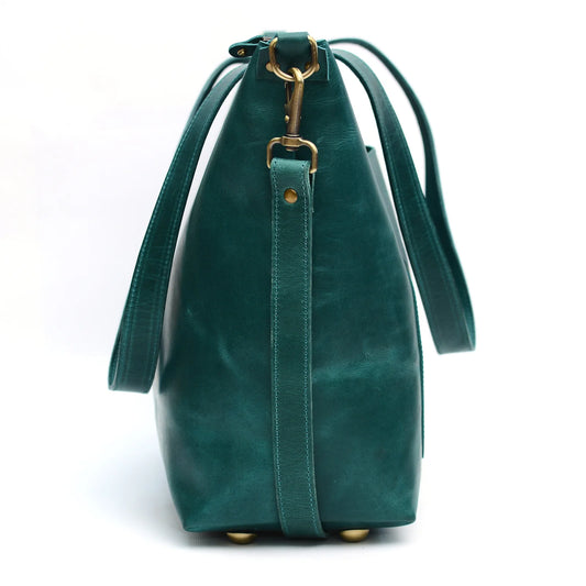 Genuine Leather Classic Tote Bag Zinc