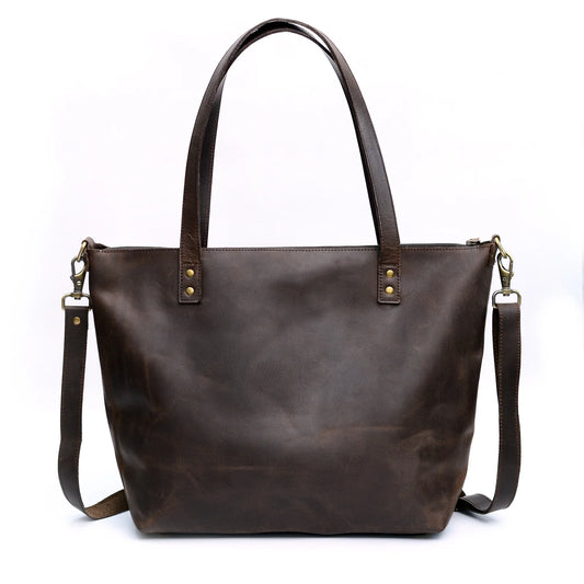 Genuine Leather Classic Tote Bag Choco