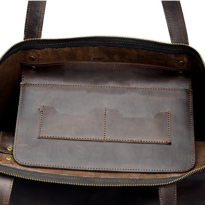 Genuine Leather Classic Tote Bag Choco