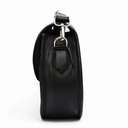 Genuine Leather Saddle Bag Black