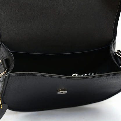 Genuine Leather Saddle Bag Black