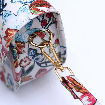 Genuine Leather Saddle Bag Floral